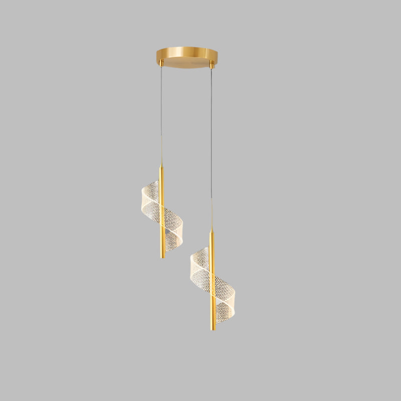 Spiral LED Pendelleuchte in Gold – Modernes Design Lichtobjekt für Schlafzimmer, Flur oder Wohnzimmer