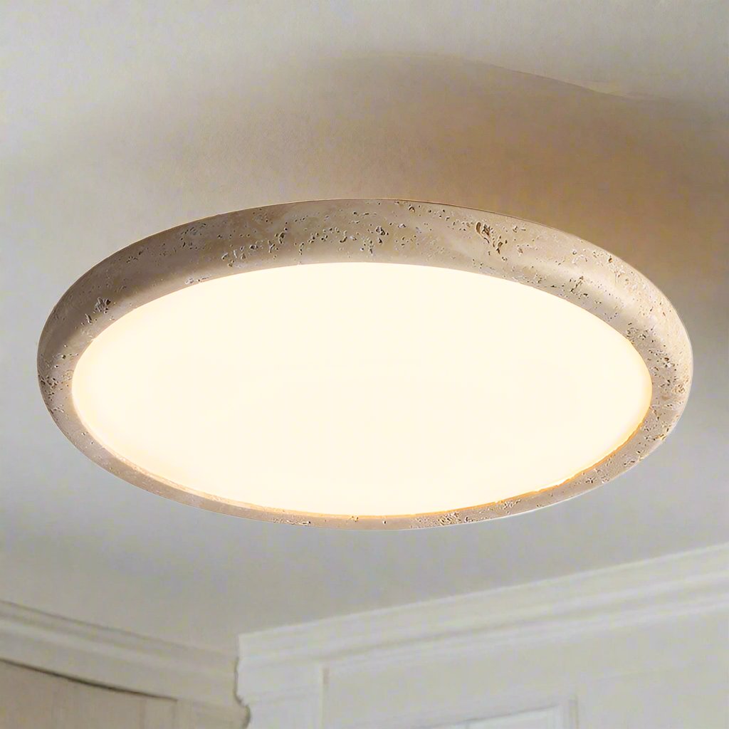 Moderne Deckenleuchte mit Naturstein-Rahmen – Flache LED Aufbaulampe für Schlafzimmer, Wohnzimmer & Flur