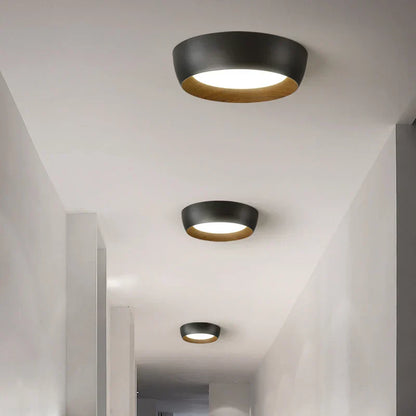 Moderne LED-Deckenleuchte mit Holzdetail – Minimalistische Aufputzlampe für Wohnzimmer, Küche & Flur – Skandinavisches Design & warmes Licht