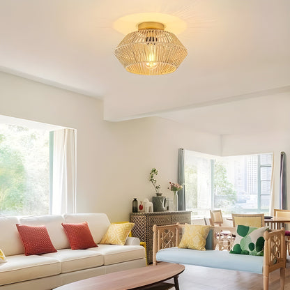 HavenWeave Light - Vintage LED Rattan Geflochtene Deckenleuchte