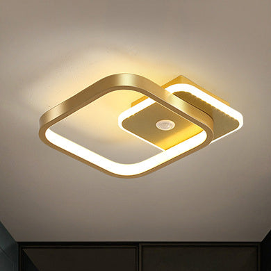 Moderne LED Deckenleuchte im geometrischen Design – Quadratische Flur- und Wohnzimmerlampe mit indirektem Licht
