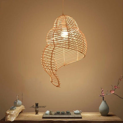 Handgefertigte Bambus Pendelleuchte im organischen Design – Natürliche Hängelampe für Wohnzimmer, Essbereich oder Teeraum