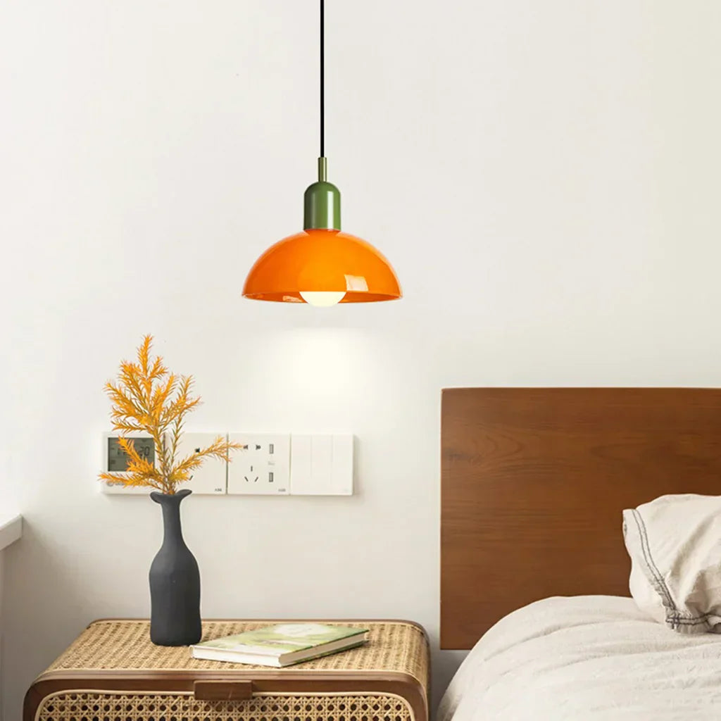 Retro Pendelleuchte im Pop-Art Stil – Bunte Deckenlampe in Orange & Grün für Küche, Esszimmer & Wohnzimmer