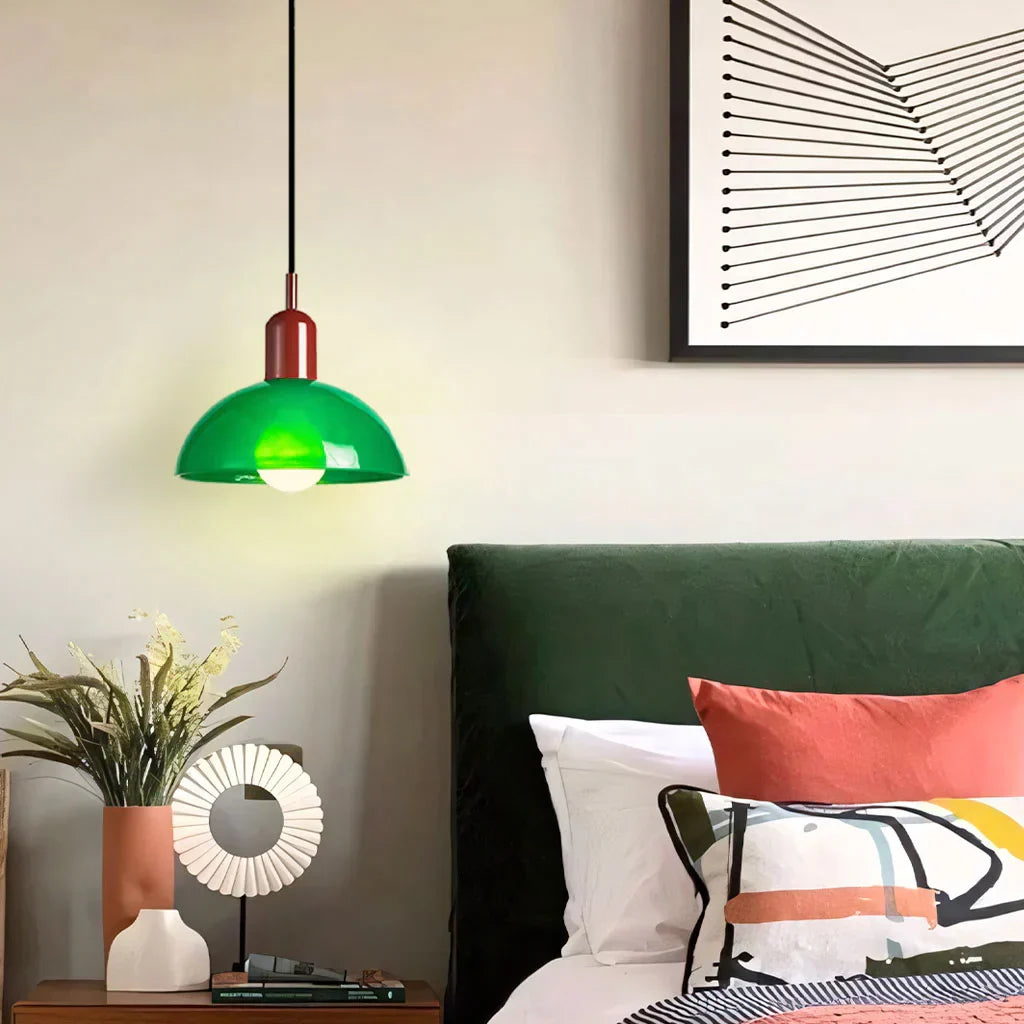 Retro Pendelleuchte im Pop-Art Stil – Bunte Deckenlampe in Orange & Grün für Küche, Esszimmer & Wohnzimmer