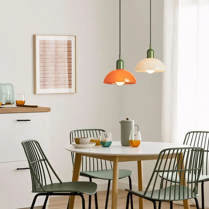 Retro Pendelleuchte im Pop-Art Stil – Bunte Deckenlampe in Orange & Grün für Küche, Esszimmer & Wohnzimmer
