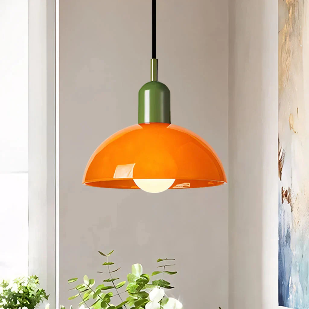 Retro Pendelleuchte im Pop-Art Stil – Bunte Deckenlampe in Orange & Grün für Küche, Esszimmer & Wohnzimmer