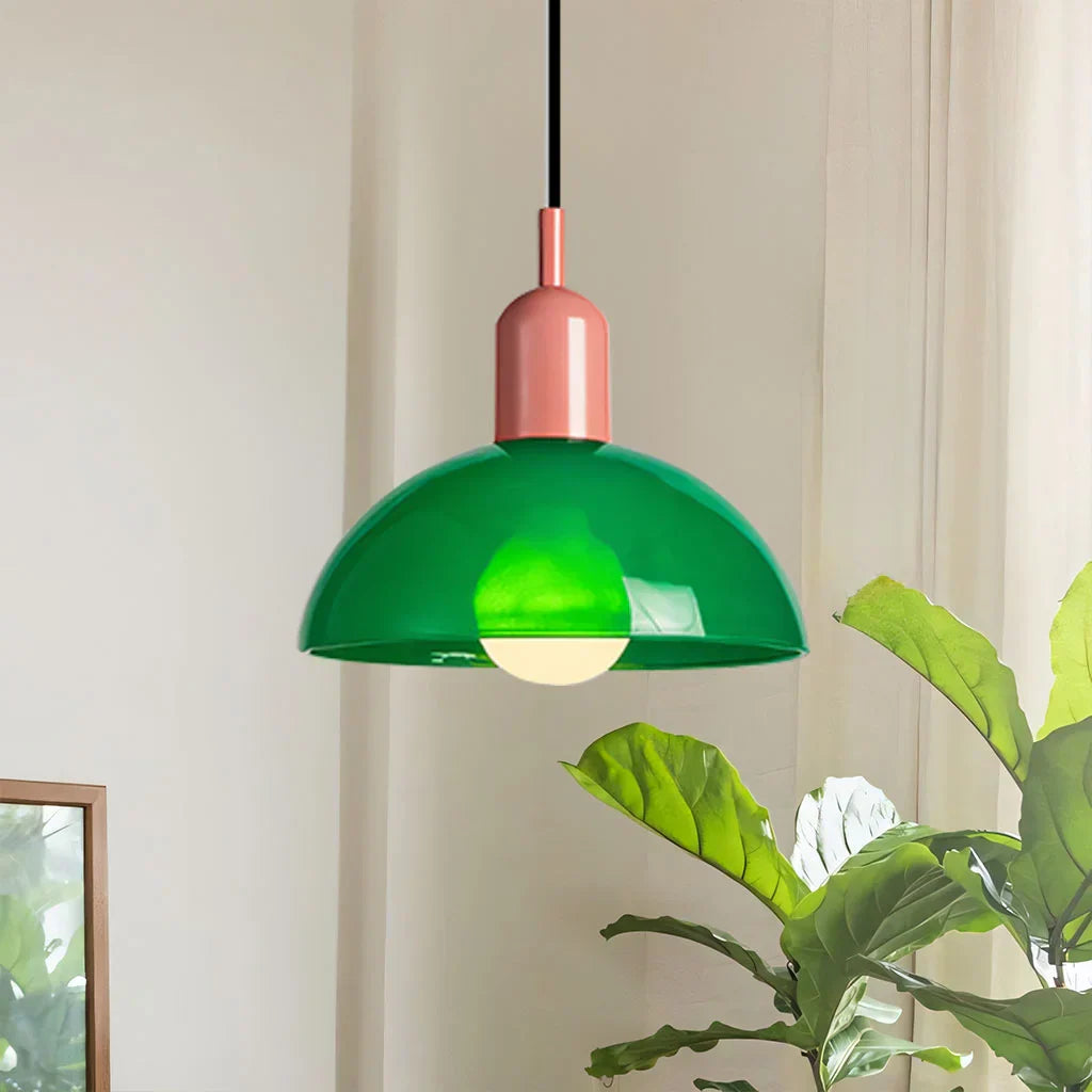 Retro Pendelleuchte im Pop-Art Stil – Bunte Deckenlampe in Orange & Grün für Küche, Esszimmer & Wohnzimmer