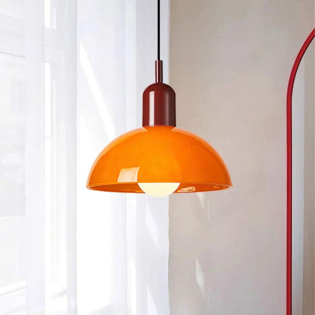 Retro Pendelleuchte im Pop-Art Stil – Bunte Deckenlampe in Orange & Grün für Küche, Esszimmer & Wohnzimmer