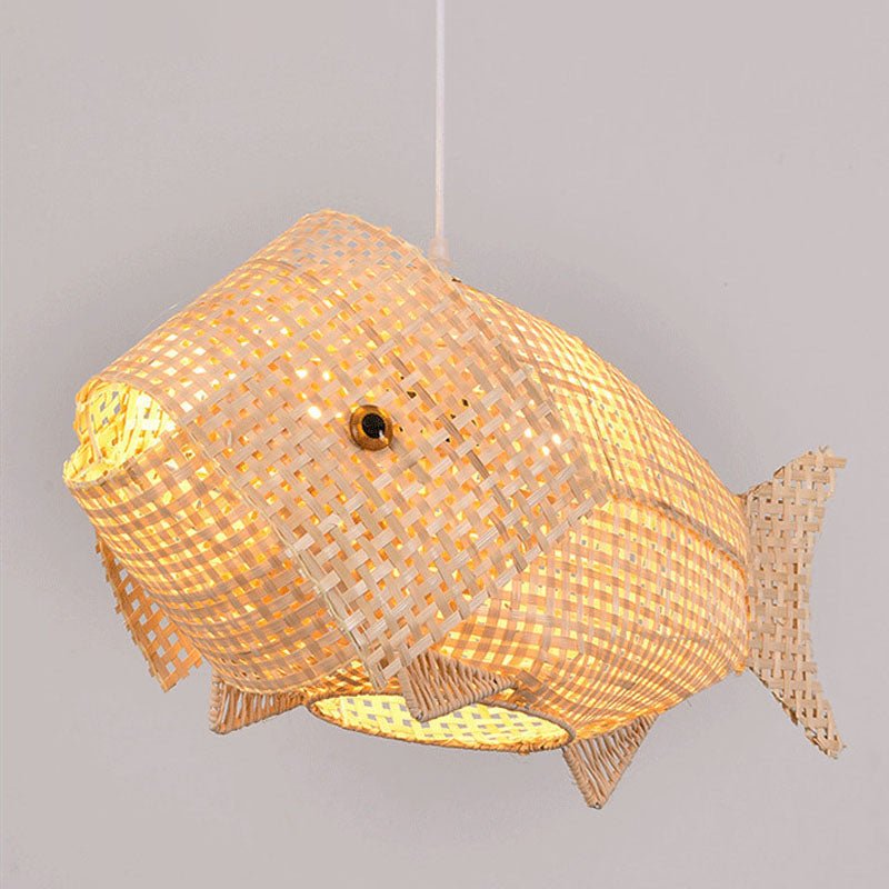 BambooFish - Hängeleuchte im asiatischen Stil aus Holz