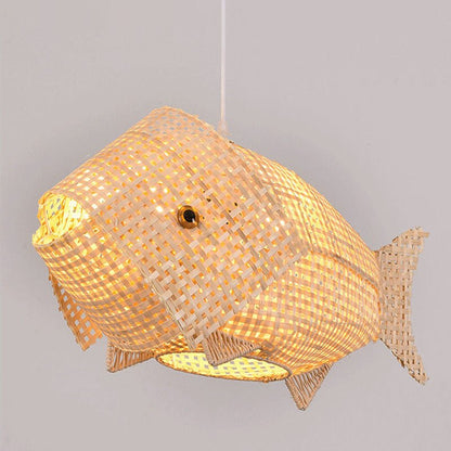 BambooFish - Hängeleuchte im asiatischen Stil aus Holz