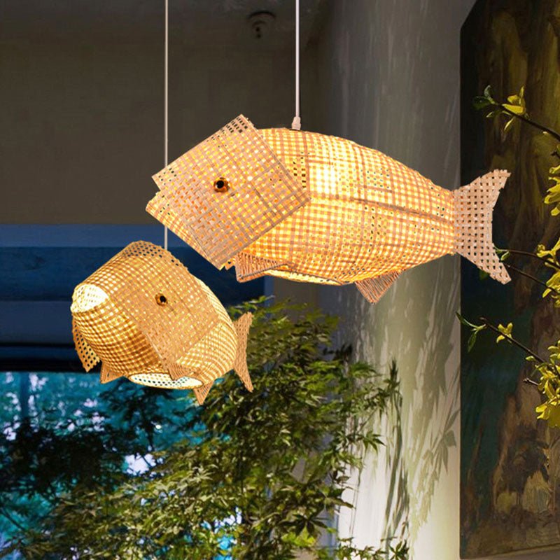 BambooFish - Hängeleuchte im asiatischen Stil aus Holz
