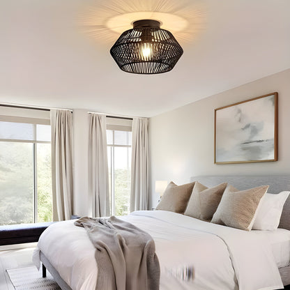 HavenWeave Light - Vintage LED Rattan Geflochtene Deckenleuchte