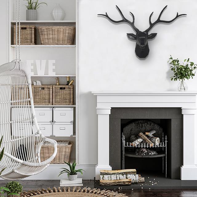 3D Nordischer Hirschkopf Wandhalter 78cm