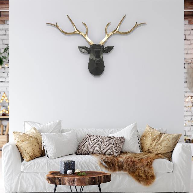 3D Nordischer Hirschkopf Wandhalter 78cm