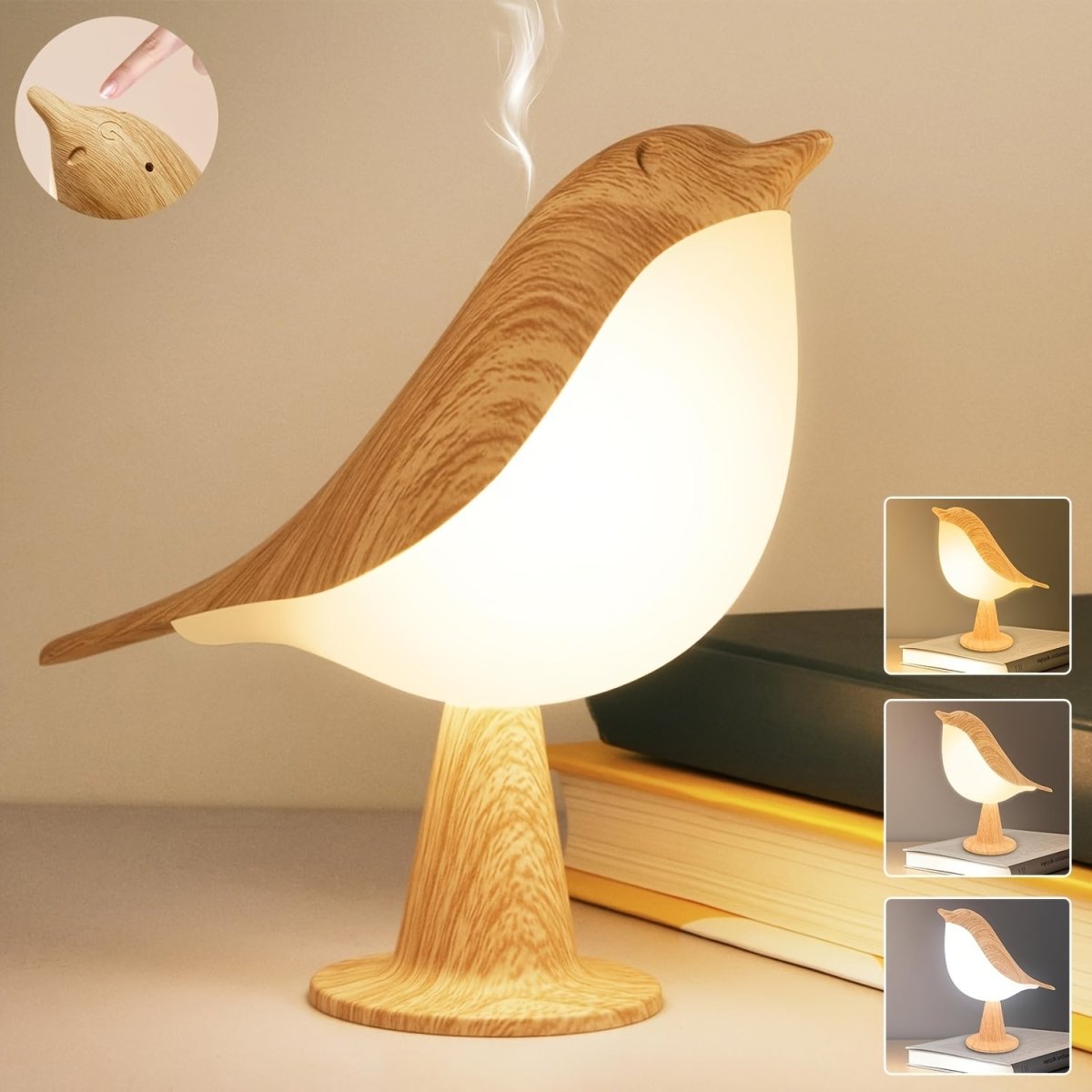LumiBird  - USB aufladbare LED Vogel Tischlampe mit Touch Dimmung