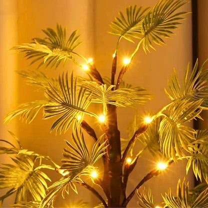 LED Weihnachts-Palmenlichter – Warmweiß, batteriebetrieben, festliche Dekoleuchte aus PVC, 55 cm hoch