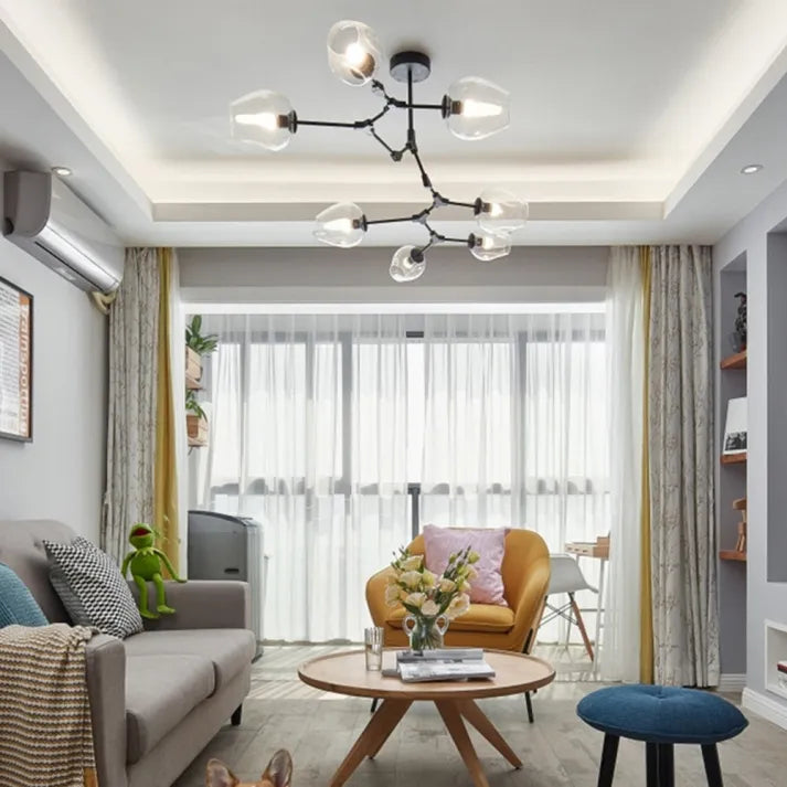 Moderne Molekül-Deckenleuchte mit 6 Armen – Designerlampe im Mid-Century Stil für Wohnzimmer, Essbereich & Loft
