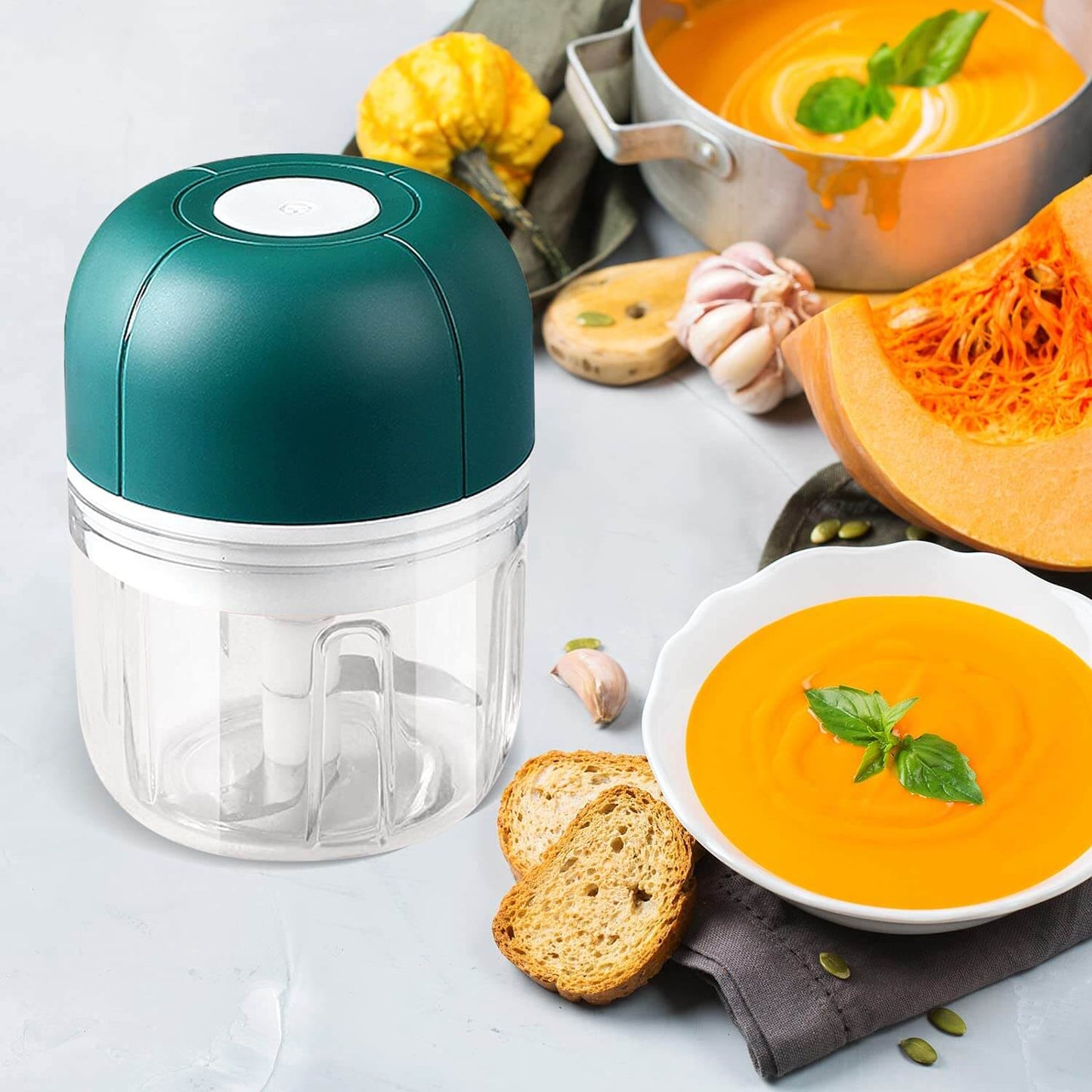 Elektrischer Mini Zerkleinerer – Kabelloser USB-Lade Knoblauchschneider & Multizerkleinerer für Gemüse, Nüsse, Kräuter & Saucen – 250ml