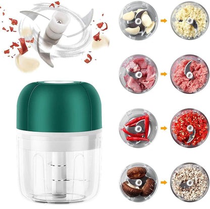 Elektrischer Mini Zerkleinerer – Kabelloser USB-Lade Knoblauchschneider & Multizerkleinerer für Gemüse, Nüsse, Kräuter & Saucen – 250ml