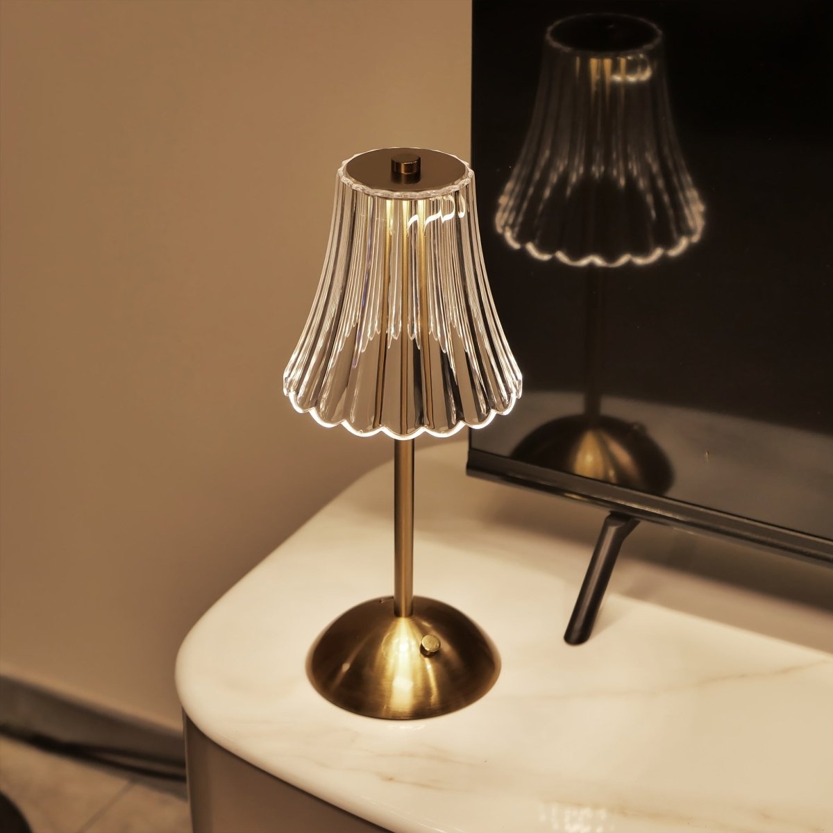 LuxLume - LED-Kristall-Tischlampe mit Touch-Bedienung, dreifarbige Beleuchtung