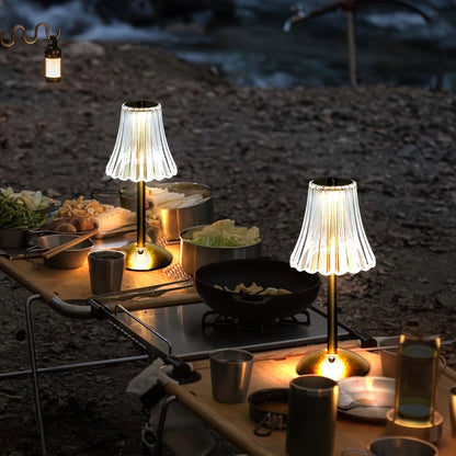 LuxLume - LED-Kristall-Tischlampe mit Touch-Bedienung, dreifarbige Beleuchtung