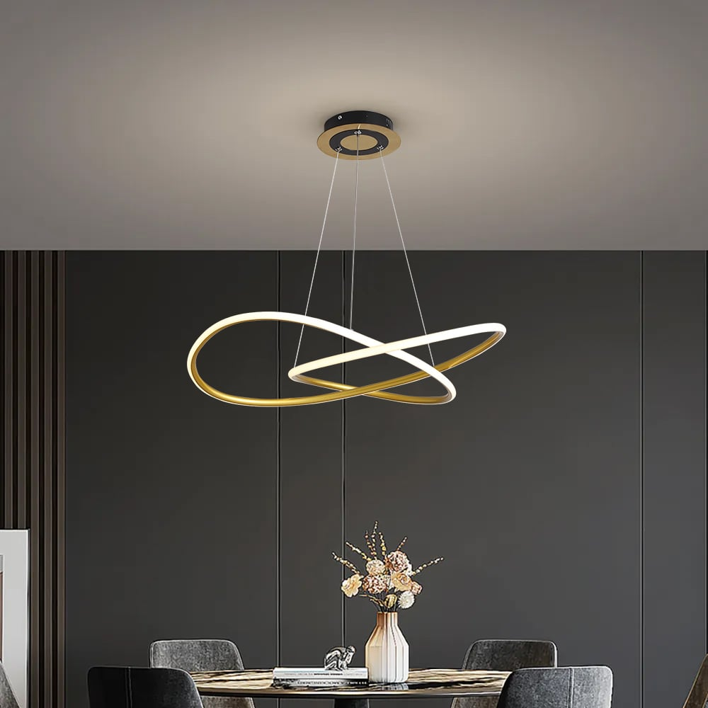 Moderne LED-Pendelleuchte mit Infinity-Design – Designer Hängelampe für Esszimmer, Wohnzimmer & Büro – Skulpturale Statement-Beleuchtung