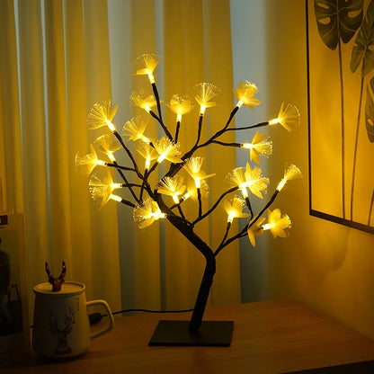 LED Blumenbaum-Lampe mit Rosenblüten – USB-betrieben, warmes Licht, Birkenbaum-Design, 45 cm hoch