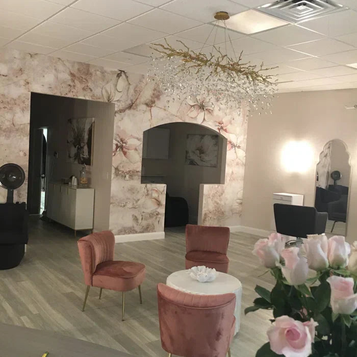 Luxuriöser Kristall Kronleuchter in Blätter-Design – Designer Hängeleuchte für Wohnzimmer, Esszimmer & Hotel – Goldene Äste & Glaskristalle