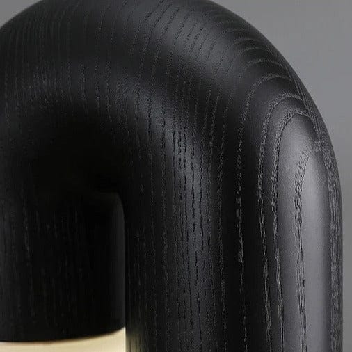 Design Tischleuchte mit gebogenem Holz-Element – Moderne LED-Lampe für Wohnzimmer, Schlafzimmer & Büro – Dekorative Beleuchtung für skandinavischen Einrichtungsstil