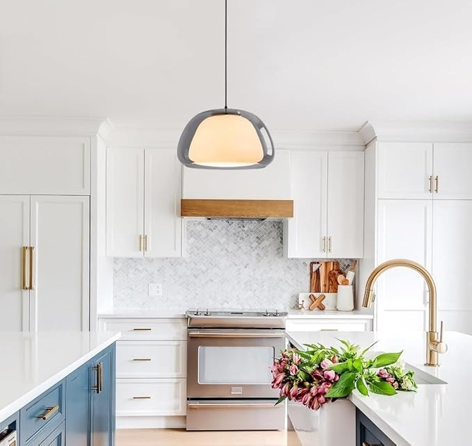 Moderne Pendelleuchte mit Rauchglas – Minimalistische Hängelampe für Esszimmer, Wohnzimmer & Schlafzimmer – Weiches Diffusorlicht