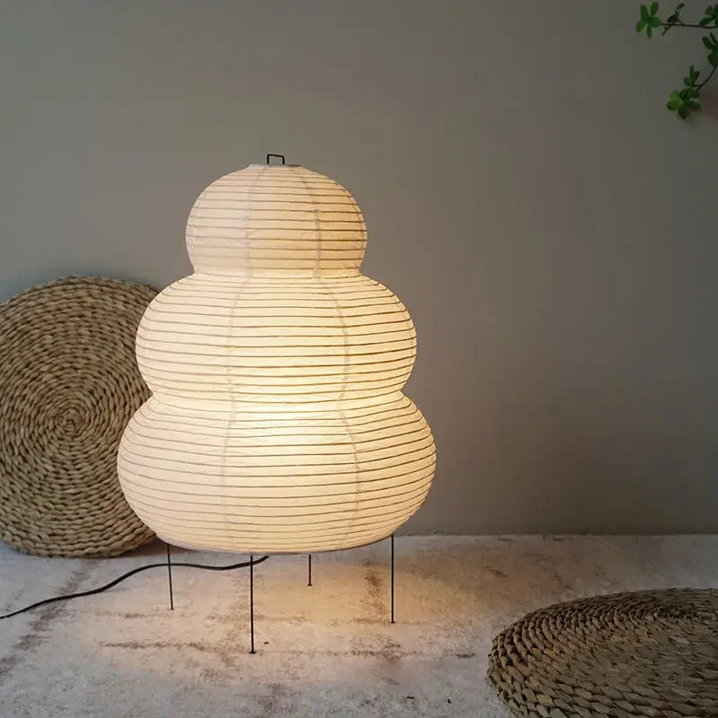 Japanische Papier Tischlampe im Retro Stil, Traditionelle Lampenschirm Beleuchtung für Schlafzimmer und Wohnzimmer