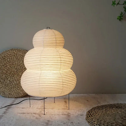 Japanische Papier Tischlampe im Retro Stil, Traditionelle Lampenschirm Beleuchtung für Schlafzimmer und Wohnzimmer
