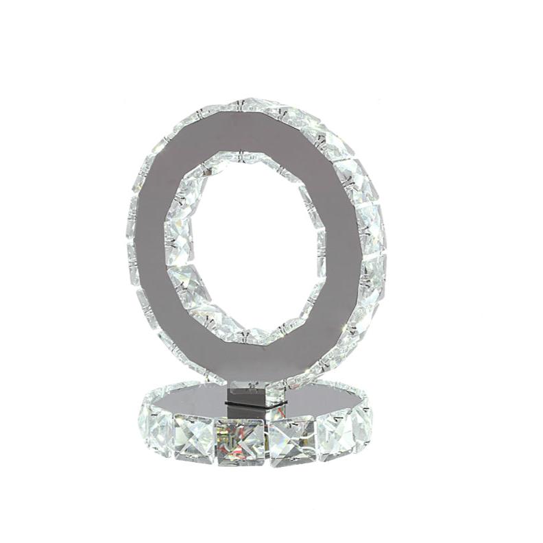 Moderne Kristall-Tischleuchte mit LED Beleuchtung - Luxuriöse Deko-Lampe im Ring-Design für Wohnzimmer & Schlafzimmer