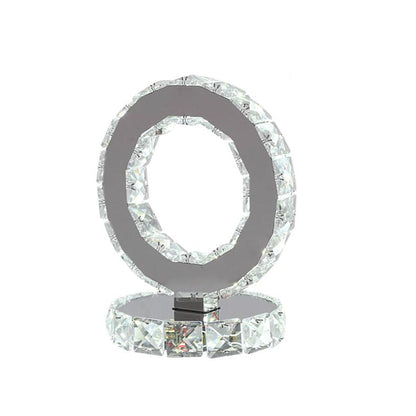 Moderne Kristall-Tischleuchte mit LED Beleuchtung - Luxuriöse Deko-Lampe im Ring-Design für Wohnzimmer & Schlafzimmer