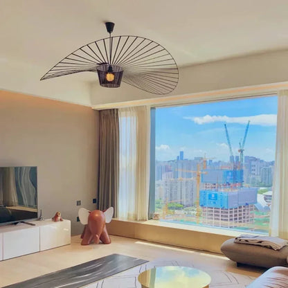 Designer Pendelleuchte mit Flügel-Design – Moderne Drahtlampe für hohe Decken, Treppenhäuser & Lofts