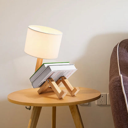 Leselampe mit Buchhalter – Kreative Tischlampe aus Holz im sitzenden Design für Schlafzimmer & Arbeitszimmer