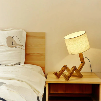 Leselampe mit Buchhalter – Kreative Tischlampe aus Holz im sitzenden Design für Schlafzimmer & Arbeitszimmer