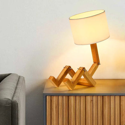 Leselampe mit Buchhalter – Kreative Tischlampe aus Holz im sitzenden Design für Schlafzimmer & Arbeitszimmer