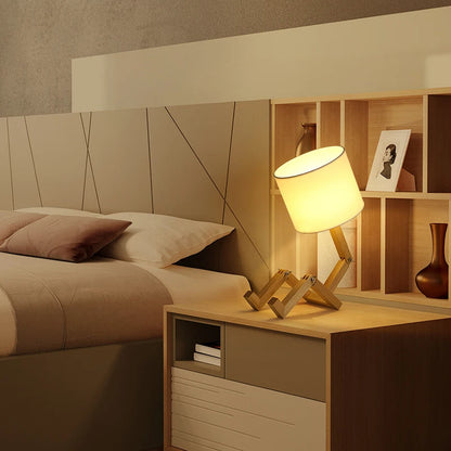 Leselampe mit Buchhalter – Kreative Tischlampe aus Holz im sitzenden Design für Schlafzimmer & Arbeitszimmer