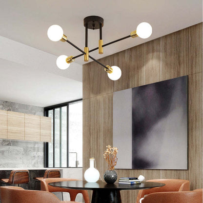 Moderne Sputnik-Deckenleuchte mit 8 Armen – Designlampe in Schwarz-Gold für Wohnzimmer, Esszimmer & Flur