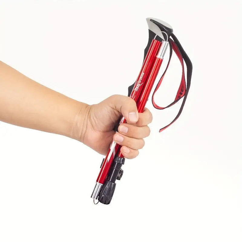 Faltbarer Trekkingstock aus dickem Aluminium – Verstellbar, mit Profi‑Aufsatz & Tragebeutel