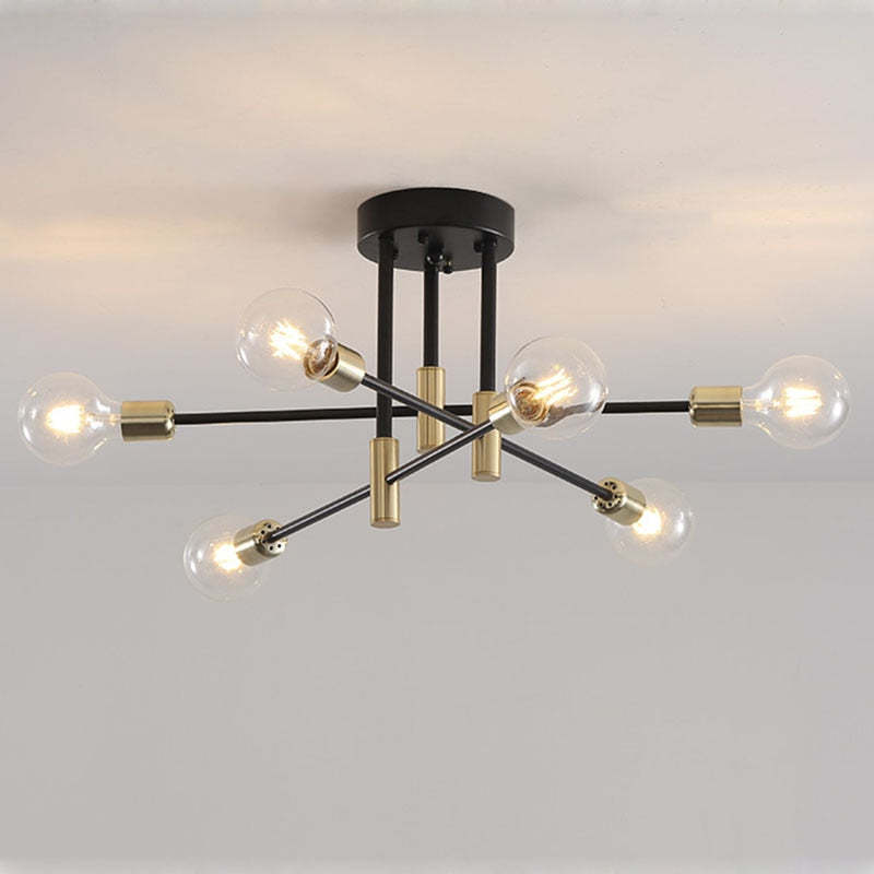 Moderne Sputnik-Deckenleuchte mit 8 Armen – Designlampe in Schwarz-Gold für Wohnzimmer, Esszimmer & Flur
