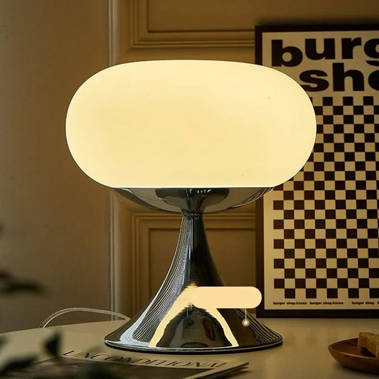 Vintage table lamp in apple design – Bauhaus-inspired glass lamp with E27 socket and rotary switch for stylish accent lighting