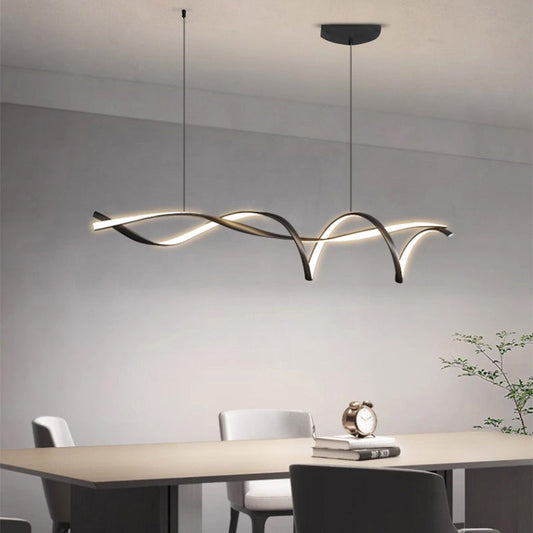 Moderne LED Pendelleuchte für Esszimmer & Wohnzimmer – Wellenförmiges Design, Dimmbar & Höhenverstellbar, Warmweißes Licht