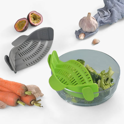 FlexiStrain Silikon Abtropfsieb – Flexibles Küchen-Sieb zum Abgießen, Abwaschen & Dampfgaren