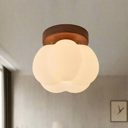 Deckenleuchte in Wolkenform – LED Aufbaulampe mit Holzsockel für Kinderzimmer, Schlafzimmer & Wohnzimmer