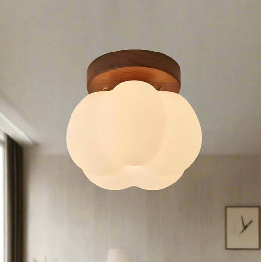 Deckenleuchte in Wolkenform – LED Aufbaulampe mit Holzsockel für Kinderzimmer, Schlafzimmer & Wohnzimmer