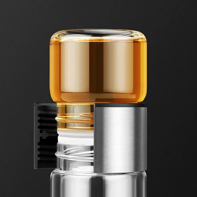 Elegante Glas Thermoflasche mit Teesieb – Doppelwandig, Auslaufsicher & Isoliert