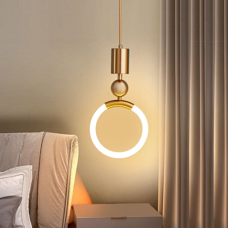 Moderne LED-Ring-Pendelleuchte in Gold – Minimalistische Hängelampe für Schlafzimmer, Wohnzimmer & Designräume