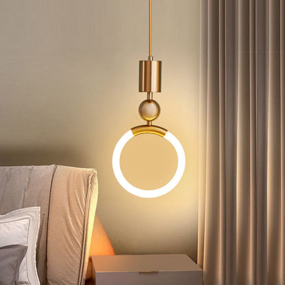 Moderne LED-Ring-Pendelleuchte in Gold – Minimalistische Hängelampe für Schlafzimmer, Wohnzimmer & Designräume